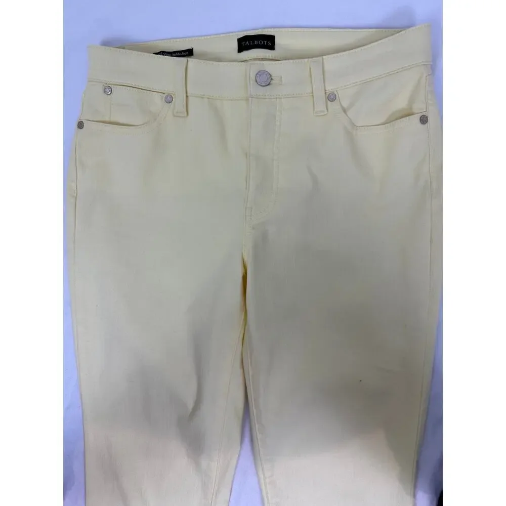Talbots Women's Size 8 Yellow Slim Ankle Jeans Stretch Denim 5 Pocket Pants